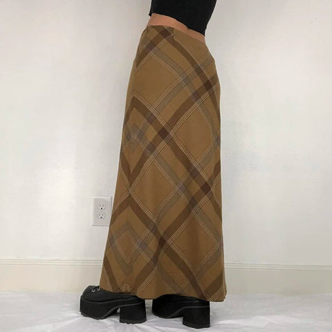 vintage-khaki-plaid-long-skirt-3