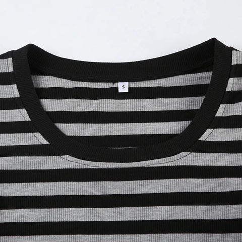 Basic Striped Crew Neck Knitted Top