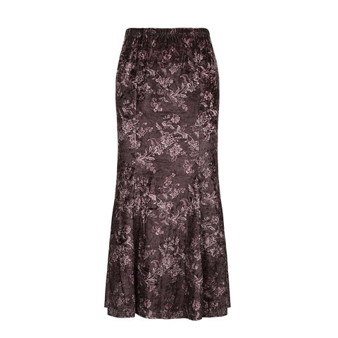 vintage-brown-velour-flowers-printed-long-skirt-5