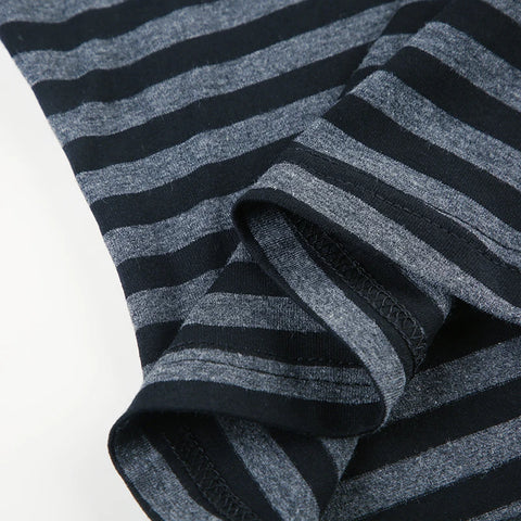 Black Striped Long Sleeve Skinny Top