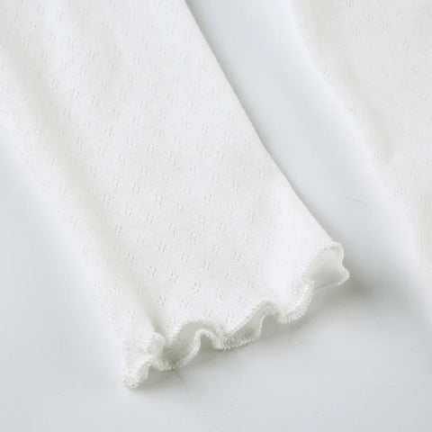 White Square Neck Cute Top