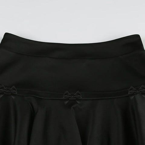 Gothic Black Lace Spliced A-Line Skirt-6