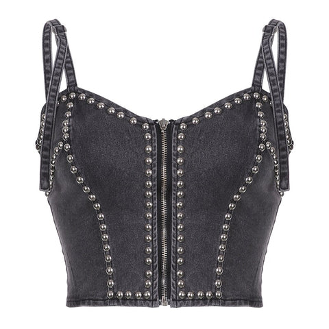 grey-zipper-rivet-punk-sexy-denim-skinny-short-top-3