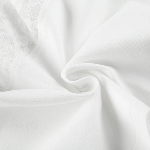 White Lace Patchwork See Through Top