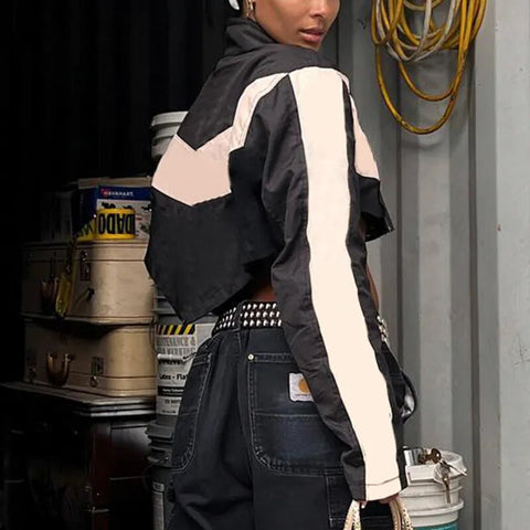 black-letter-printed-patched-zipper-turtleneck-jacket-coat-4