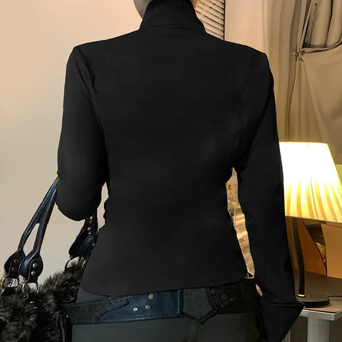 Stand Collar Buttons Pockets Coat