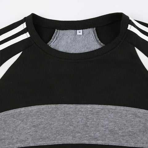 black-oversized-stripe-spliced-long-sleeves-top-5