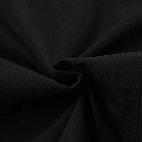 Gothic Black Zipper Up Buttons Coat