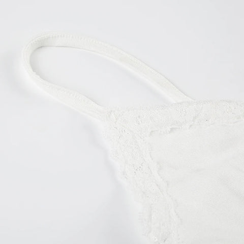 White Lace Patchwork Bow Bottons Top