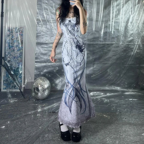 gothic-strap-butterfly-printed-long-dress-2