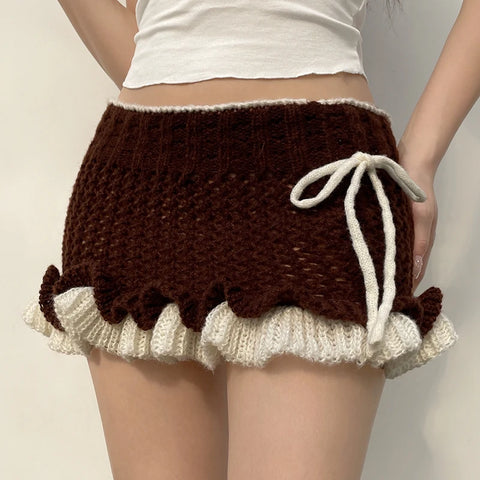 brown-knitted-ruffles-tie-up-mini-skirt-2
