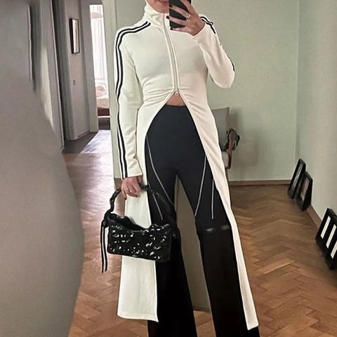 white-side-stripe-turtleneck-zipper-slim-long-dress-3