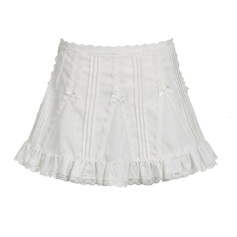 sweet-lolita-white-bow-ruffles-lace-patchwork-mini-skirt-4
