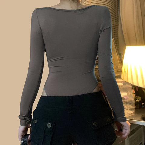 Square Neck Lace Patchwork Bodysuit