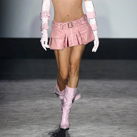 pink-pu-leather-belt-low-waist-skirt-2