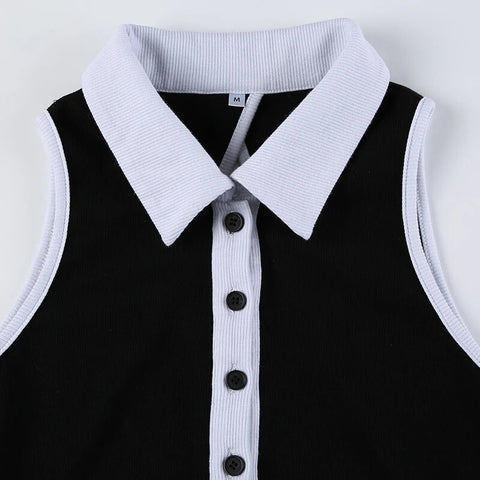 black-white-spliced-sleeveless-backless-buttons-romper-6
