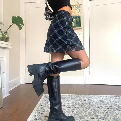 cute-plaid-bow-double-layer-mesh-skirt-3