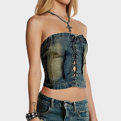 strapless-denim-stitch-lace-up-sexy-top-2