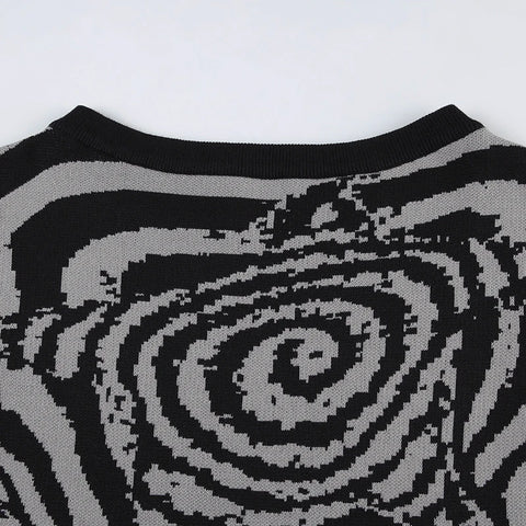 Gothic Dark Striped Long Sleeveles Sweater