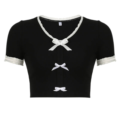 sweet-black-bow-ruched-spliced-top-4