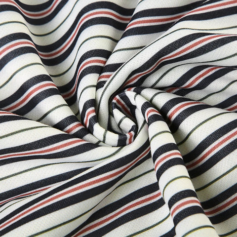 Preppy Striped Contrast Color Pullovers Top