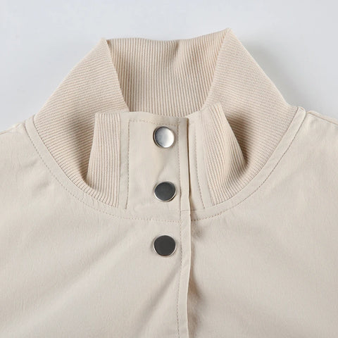 Beige High Waist Long Sleeve Top