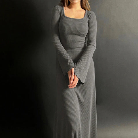 elegant-frill-knit-square-neck-long-dress-5