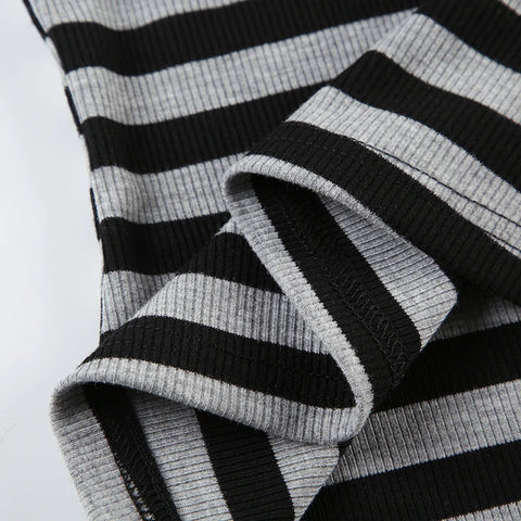 Basic Striped Crew Neck Knitted Top