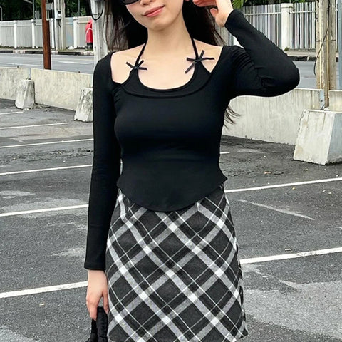 cute-slim-halter-bow-cropped-top-3