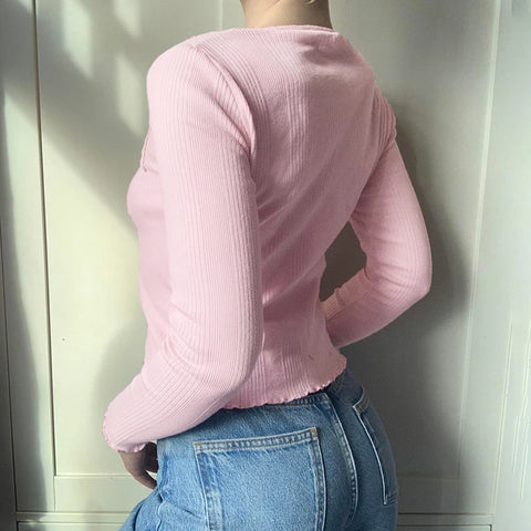 pink-square-neck-bow-lace-spliced-top-3