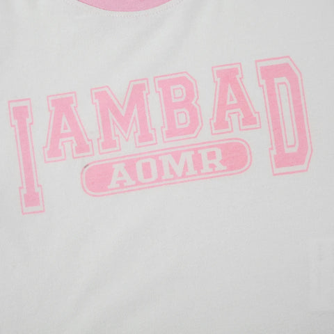 Casual Stitching Letter Printed Crop Top