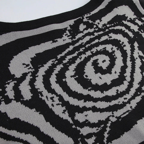 Gothic Dark Striped Long Sleeveles Sweater