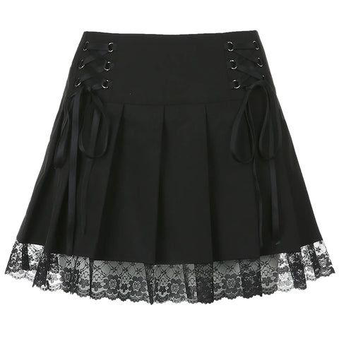 gothic-lace-trim-low-waist-pleated-skirt-4