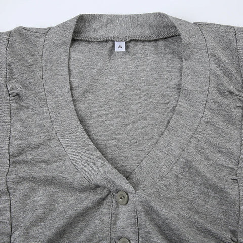 Casual V Neck Buttons Long Sleeves Top