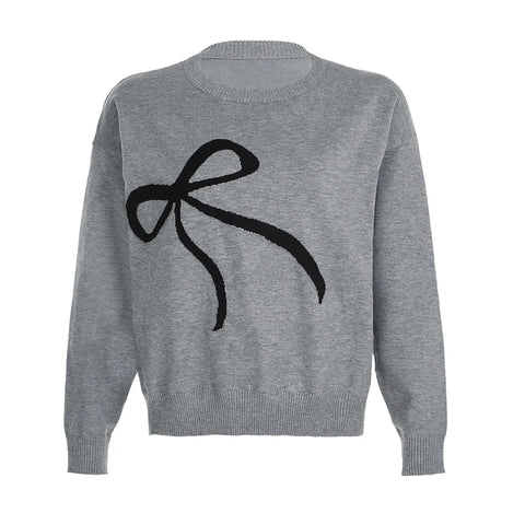 Casual Bow Pattern Knitted Pullove Top