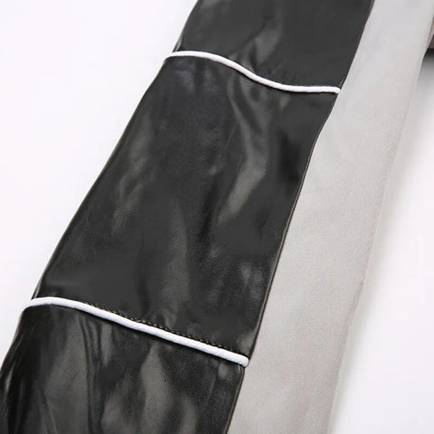 black-zip-up-print-leather-short-jacket-8
