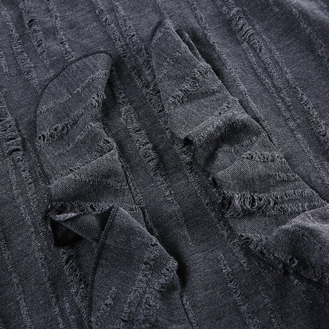 Gothic Ruffles Fringe Asymmetrical Hem Top