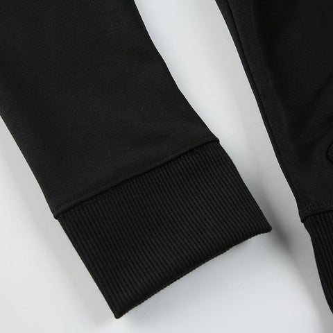 Gothic Floral Letter Printed Zip-Up Jacket