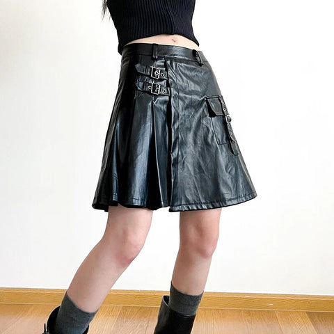punk-black-pu-leather-low-waist-skirt-2