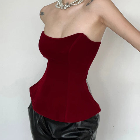 red-strapless-velour-lace-up-corset-top-2