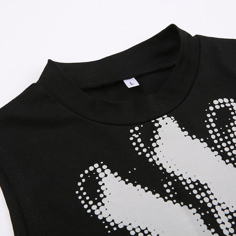 Gothic Black Fingers Printing Sleeveless Top