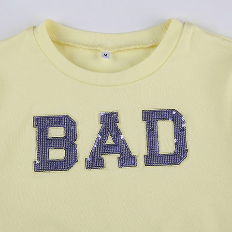 yellow-short-sleeve-bright-slim-letter-sequined-embroidery-top-5