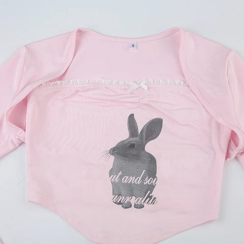 pink-lace-bow-rabbit-print-two-pieces-top-4