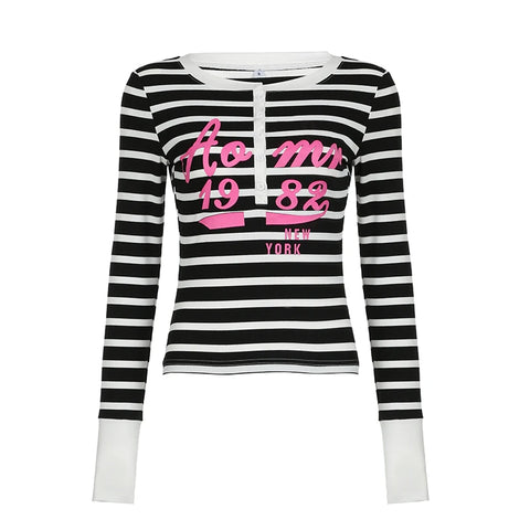 Cute Digital Letter Printed Buttons Top