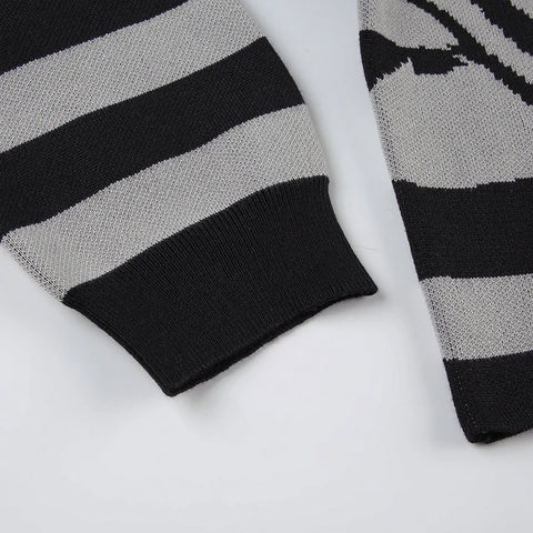 Gothic Dark Striped Long Sleeveles Sweater