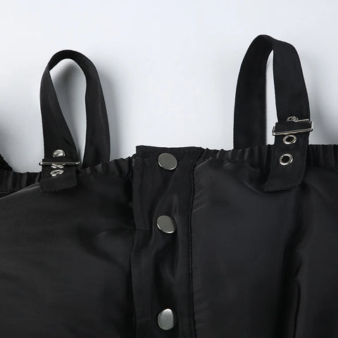 black-off-shoulder-buckle-buttons-puffer-coat-5