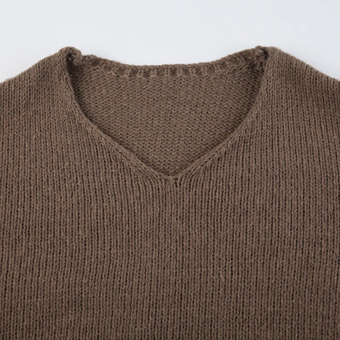 casual-brown-loose-ruched-pullover-knitted-top-7