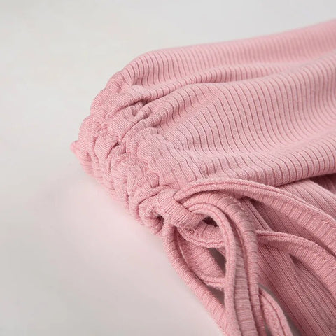 Sweet Skinny Drawstring Tiered Off Shoulder Top