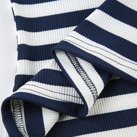 Basic Striped Crew Neck Knitted Top