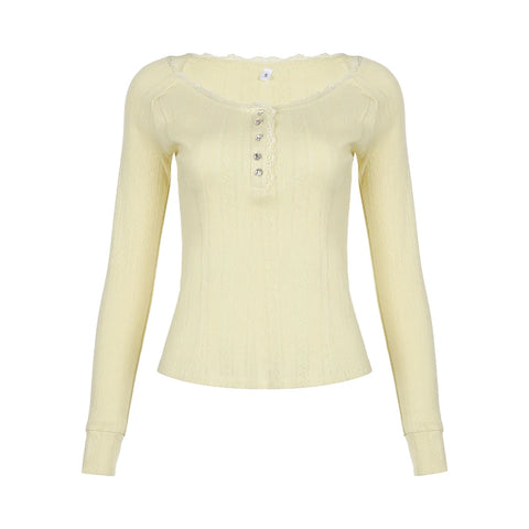 yellow-bright-lace-trim-buttons-knit-top-4